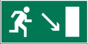 Направление к эвакуационному выходу направо вниз