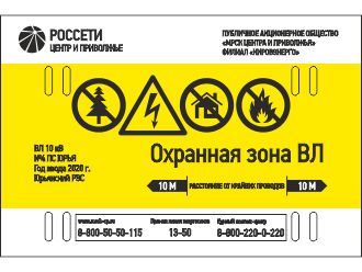 Табличка РОССЕТИ Охранная зона ВЛ